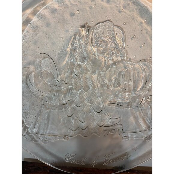 Circle Of Friends Clear Glass Christmas Platter By Home Interiors 12" USA - Picture 2 of 5
